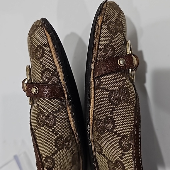 Gucci women flats brown canvas GG signature Horsebit size 9B - Picture 12 of 14